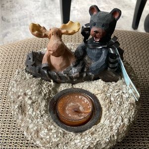 Unique handmade tea light candle holder, Adirondack theme, new/unused